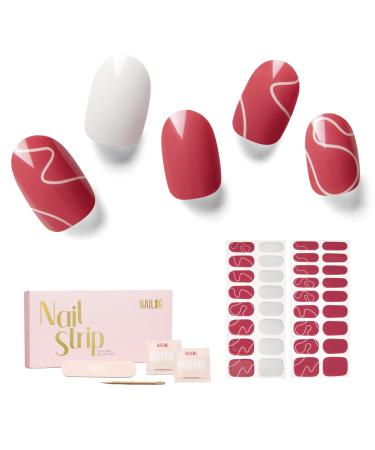 NAILOG Semi Cured Gel Nail Strips 34 pcs Salon-Quality Gel Nail Stickers Long Lasting Nail Wraps for Women with Soft Gel Finish Vintage Print & Silver Glitter (Red Dune) - Buy Online on GoSupps.com