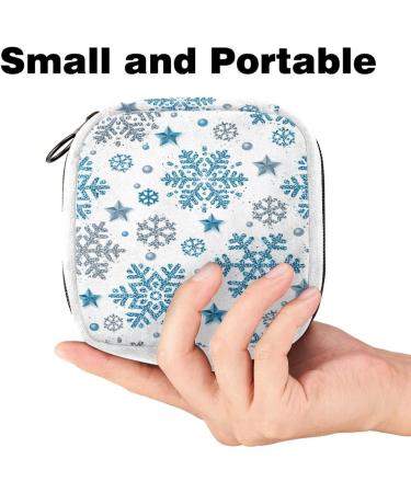 GIAPB Sanitary Napkin Storage Bag | Period Tampon Makeup Pad Pouch | Blue Snowflakes Color - Buy Online on GoSupps.com
