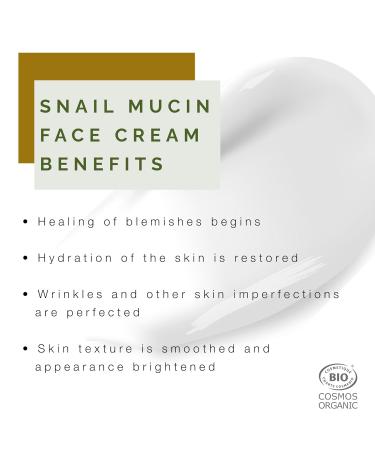100% Pure Snail Mucin Moisturizer - Organic Cruelty-Free Snail Cream Made in France | 1.7 oz Universal Hydrating Cream - Buy Online on GoSupps.com