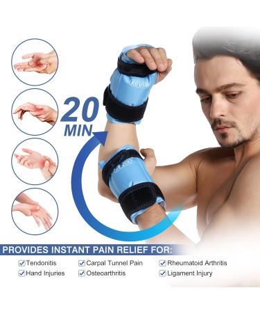 REVIX Wrist Ice Pack Wraps for Carpal Tunnel Relief - 2-Piece Set for Hand Injuries and Swelling - Reusable Gel Ice Packs for Rheumatoid Tendinitis - Blue - Buy Online on GoSupps.com