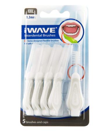 iWave Interdental Brushes Fine Size 1.3 mm White Pack of 5 Interdental Cleaning Brushes for Total Teeth Cleaning Plaque Removal Tool White 5 count (Pack of 1)