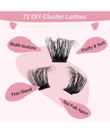 PRO Lash Clusters 72 Pcs 3D Effect DIY Lash Extension 8-16mm Volume Wispy Lashes - Adore 3D Fluffy D-8-16 Mix - Buy Online on GoSupps.com
