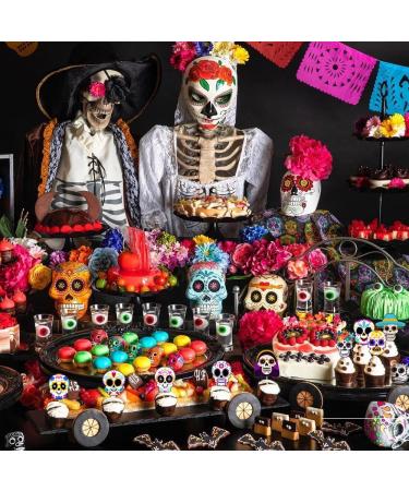 Sugar Skull Cupcake Topper Day of the Dead Cake Topper Mexican Fiesta Decoration(24 PCS) - Buy Online on GoSupps.com