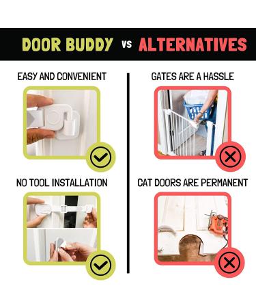 Door Buddy Adjustable Door Latch (Grey 2 Pack) - Stop Dog Eating Cat Poop with Simpler Litter Box Proofing, Convenient Cat and Adult Entry - Buy Online on GoSupps.com