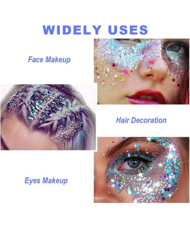  VIVIIHOO Glitter face makeup kit - 6 colors of thick iridescent glitter for nails eyes lips hair and body - Easy to apply and remove. Ideal - Buy Online on GoSupps.com