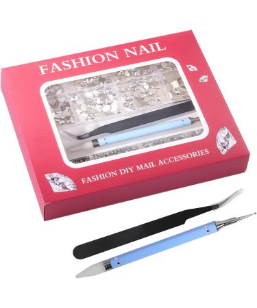 HOINCO White Nail Art Rhinestones Kit - 3320pcs Crystal Gems & Round Beads for DIY Nail Crafts | Tweezers Pen Included - Buy Online on GoSupps.com