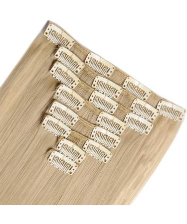 Silk-co Clip in Hair Extensions - 100% Synthetic 23 Inch Straight Blond & Bleach Blond Hairpieces - 8pcs for Full Head Coverage - Buy Online on GoSupps.com