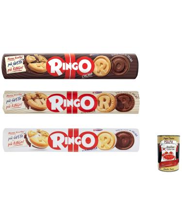 Pavesi Ringo Lot of 12 biscuits with vanilla cocoa and noisettes 12 x 165 g Italian snack biscuits + Italian gourmet pulp 400 g