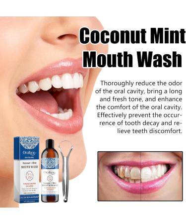 Coconut Oil Mint Oil Mouthwash with Tongue Scraper Natural Oil Alcohol Free Mouthwash for Oral Care to Help Fresh Breath. (1pcs) - Buy Online on GoSupps.com