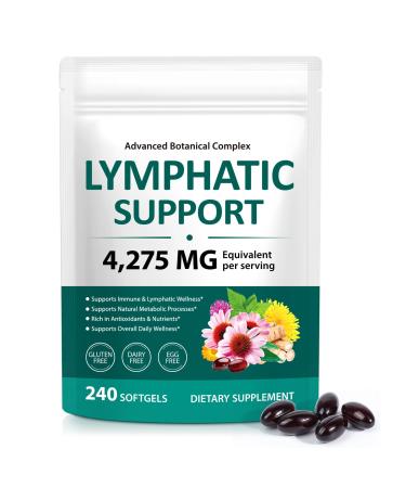 LTQXGT Lymphatic Support Supplement Advanced Botanical Complex with Echinacea Dandelion & Elderberry Antioxidant-Rich Daily Wellness Formula 240 Softgels