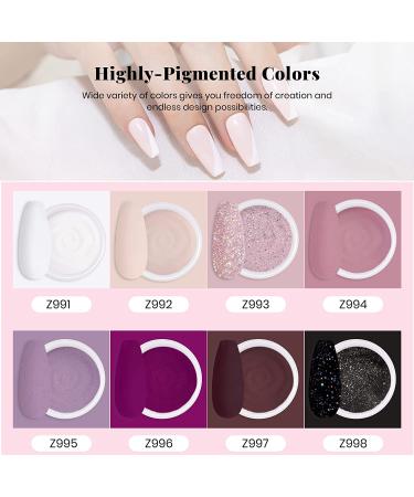 Beetles Dip Powder Nail Kit - 8 Nude Glitter Colors - Starter Kit with Gel Base, Top Coat, Activator, and Nail Tools - Misty Rose Manicure Set - Buy Online on GoSupps.com