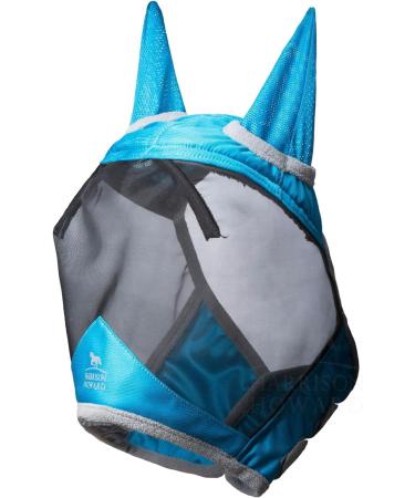 Harrison Howard Caremaster Pro Luminous Horse Fly Mask - UV Protection & Fleece Padding with Ear Protection - Dresden Blue (M) - 1 Pack - Voodoo Blue - Buy Online on GoSupps.com