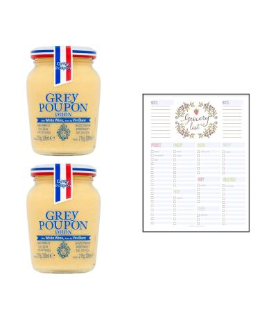 Mustard Bundle which Contains Grey Poupon Dijon Mustard 215g - Pack of 2 with Grocery List Card