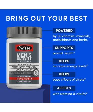 Buy Swisse Premium Ultivite Daily Multivitamin for Men 50+ | 50 Tablets - Boost Vitality & Health - Buy Online on GoSupps.com