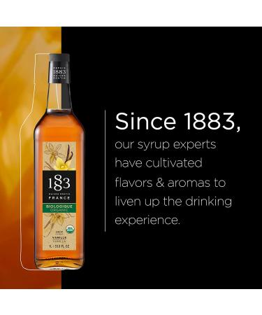 1883 Organic Vanilla Syrup 1 Liter - Smooth Flavor for Hot & Iced Beverages | Gluten-Free, Vegan, Non-GMO | Made in France | Glass Bottle - Buy Online on GoSupps.com