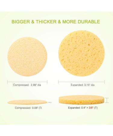 100% Natural Compressed Cellulose Facial Sponges - Reusable Bigger / Thicker Spa Pads for Face Deep Cleansing and Exfoliation - 20Pcs - Buy Online on GoSupps.com