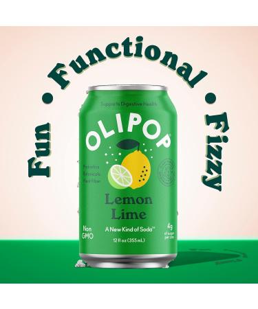 OLIPOP Lemon Lime Sparkling Tonic | Prebiotic Soft Drink with 9g Plant Fiber | Botanical-Rich & Low-Calorie | 4g Sugar per Can | Caffeine-Free & Vegan | Non-GMO | 12oz 12-Pack - Buy Online on GoSupps.com