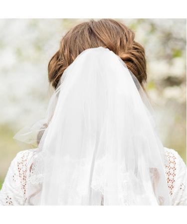 Wedding Veils for Brides White Girls Shower Veil Lace Veil Headwear Bridal Veil Vail for Women Baptism Candle Baptism Decorations for Girls Communion Veils First Miss Pearl Comb - Buy Online on GoSupps.com