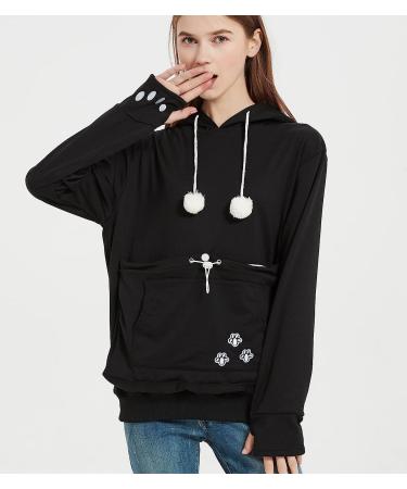 Erbacan Pet Carrier Hoodie-Cat Pouch Sweatshirt- Kangaroo Breathable Unisex Hoodie Medium Black - Buy Online on GoSupps.com