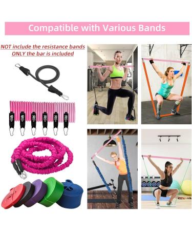 Popper Resistance Straps Rod - Portable Pilates Bar & Resistance Bands for Home Fitness | Pink Strength Training Yoga Equipment - Buy Online on GoSupps.com