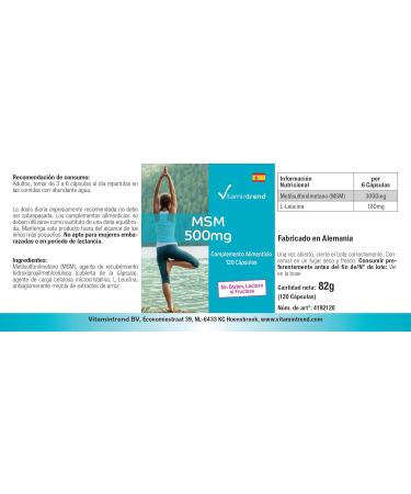 MSM 500 mg 120 capsules methylsulfonylmethane high dose vegan bioavailable supplements from Germany Vitamin trend - Buy Online on GoSupps.com