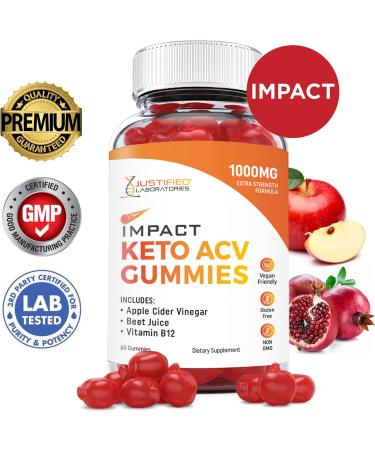 Justified Laboratories Impact Keto ACV Gummies 1000MG with Pomegranate Juice, Beet Root & B12 - 60 Gummies - Buy Online on GoSupps.com