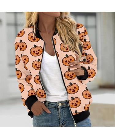 oelaio Women's Fashion Long Sleeve Halloween Zipper Print Outing Causal Coat Cardigan Orange XX-Large - Buy Online on GoSupps.com