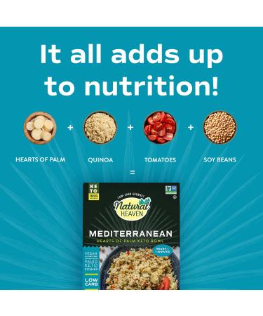 Natural Heaven Hearts of Palm Keto Prepared Meals with Quinoa, Lentils, Chickpea & Mediterranean Seasonings - 9 oz | Plant-Based, Gluten-Free Superfood - Buy Online on GoSupps.com