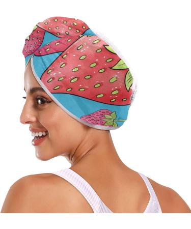 Summer Strawberries Hair Towel 2 Pack | Super Absorbent Quick Dry Hair Turbans for Women & Girls - Buy Online on GoSupps.com