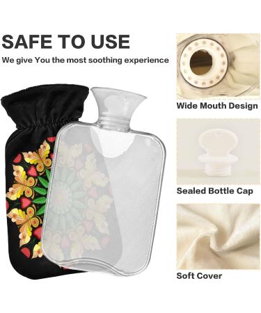 Durable 1L Heat Bottle for Pain Relief | Warm-Up Bag with Colorful Hearts Flowers & Mandala Patterns | Ideal for Hands Feet Shoulders & Cramps - Buy Online on GoSupps.com