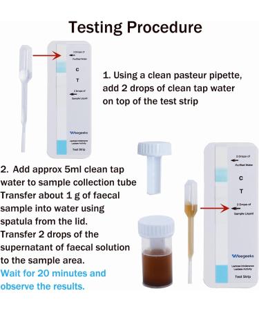 Lactose Intolerance Test Strip at Home for Adult and Kid Lactase Activity Test Food Sensitivity Test (2) - Buy Online on GoSupps.com
