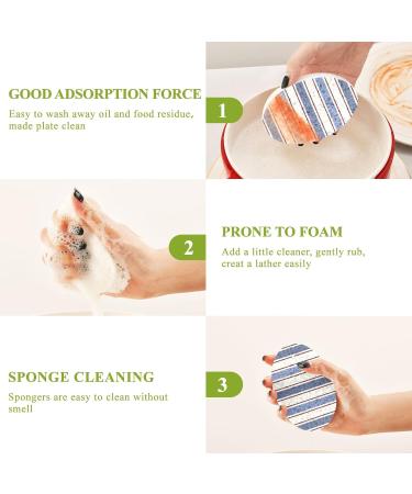 3-Pack Cleaning Kitchen Sponges Oval Blue Cloth Strip Kitchen Cellulose Dishwashing Wood Pulp Cotton one sizex3 Blue - Buy Online on GoSupps.com