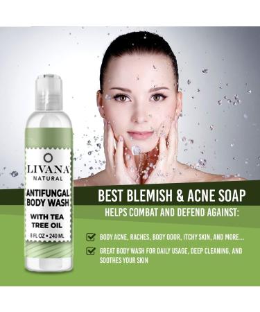 Livana Antifungal Soap with Tea Tree Oil 8oz - Treat Athlete's Foot, Ringworm, Nail Fungus - Antibacterial Defense for Skin Irritations - Buy Online on GoSupps.com