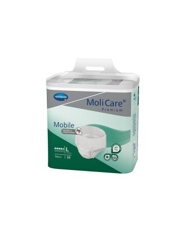 Molicare Premium Mobile disposable pants: discrete use in incontinence for women and men 5 drops size.L (100-150 cm hip circumference) 4x14 pieces L (56 pieces)