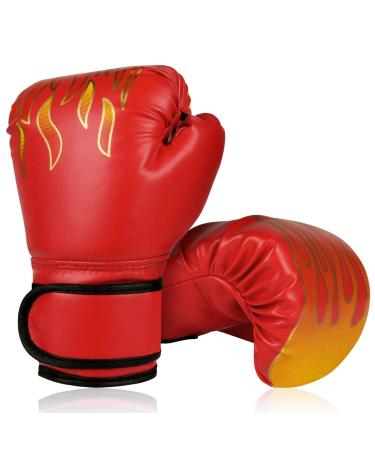 Flintronic boxing gloves children children boxing gloves boxing gloves for children junior boxing gloves kickboxing gloves for Muay Thai MMA martial arts kickboxing sparring (3-10 years) red flame children-6oz