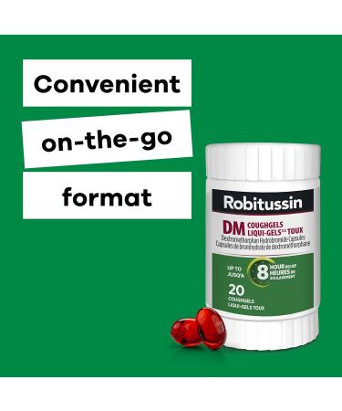 Robitussin DM Coughgels Alcohol Free Liqui-Gels 20 Count - Buy Online on GoSupps.com