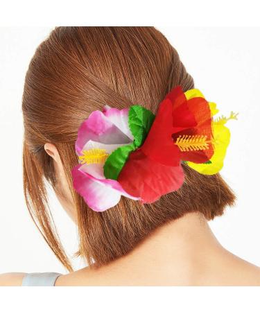 Hibiscus Flower Hair Clips Set - Tropical Luau Floral Barrettes for Women - 12 Pack Handmade Hair Accessories for Wedding, Vacation, Beach Party - Buy Online on GoSupps.com