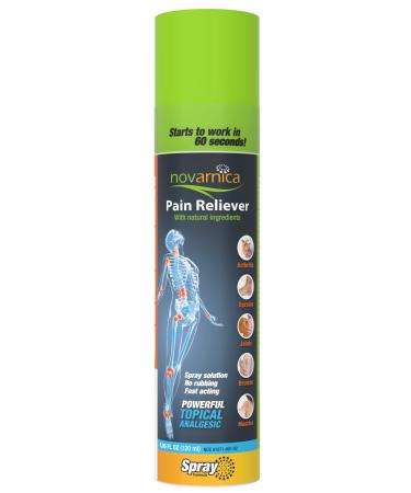 Novarnica pain reliever spray made with natural ingredients, Instant relief for arthritis, joint pain, osteoarthritis, sport injuries, back pain, muscle pain, sprains, strains and bruises (4.06 Fl Oz) 4.06 Fl Oz (Pack of 1)