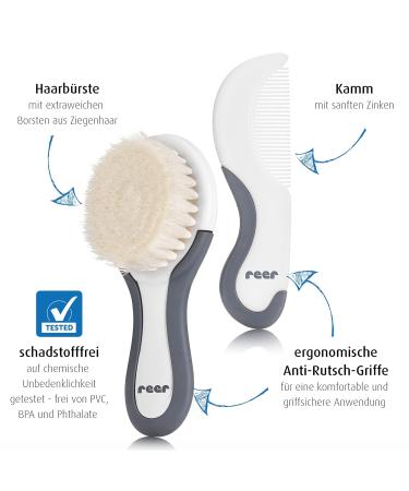 Reer BabyCare Hair Care Set - Goat Hair Brush & Scalp Comb (2pcs) | Gentle & Safe for Infants - 81070 - Buy Online on GoSupps.com