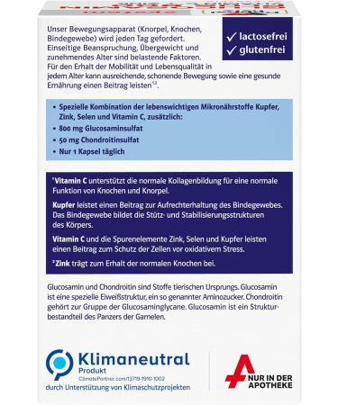 Doppelherz System Glucosamin 800 Plus with Vitamin C - Supports Healthy Cartilage Function - 60 Capsules - International Shipping Available - Buy Online on GoSupps.com