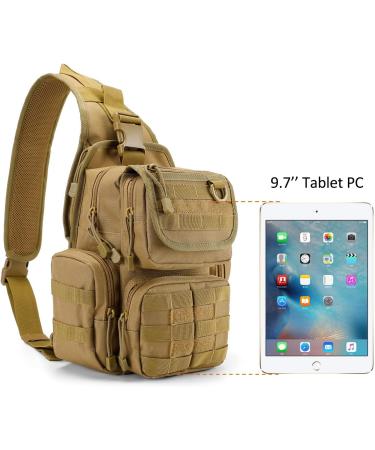 G4Free Tactical Breast Pocket Military Shoulder Bag | Molle Army Crossbody Sling Pack for Travel Hiking & Camping - Tan - Buy Online on GoSupps.com