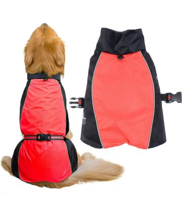 Zweitea Waterproof Reflective Raincoat for Medium & Large Dogs - Windproof & Mesh Lined Red Jacket for Outdoor Hiking - 5XL (1 Pack) - Buy Online on GoSupps.com