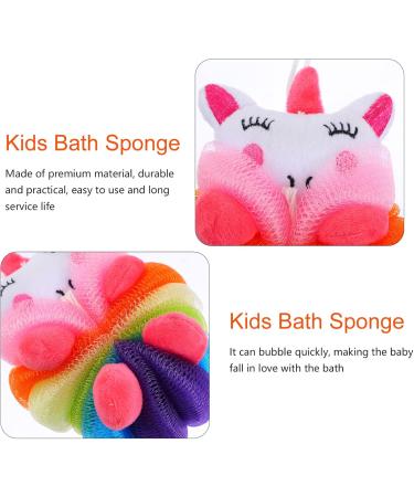 Kisangel Kids Animal Bath Loofahs - 3 Pack Cute Cartoon Shower Poufs for Children | Exfoliating Body Scrubbers & Baby Washing - Buy Online on GoSupps.com