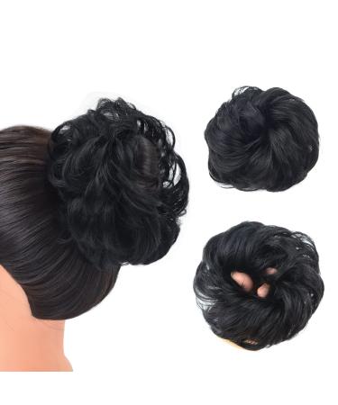 1 piece of hair part hair tendrils updos synthetic chignon ponytail wavy hair scrunching extension for women oche insurage hairstyles (1b#) 1 piece 1b#