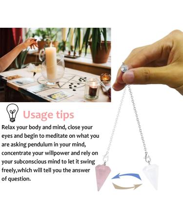 Xiannvxi 3pcs Crystal Pendulums - Rose Quartz Clear Quartz & Green Aventurine for Prophecy & Reiki - Witchcraft Supplies - Buy Online on GoSupps.com