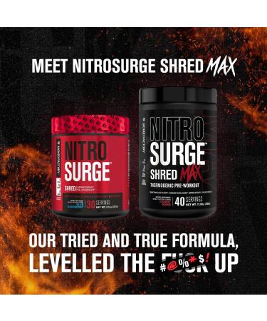Jacked Factory Nitrosurge Shred Max Preworkout - High-Performance Thermogenic Pre Workout Powder for Men and Women - L Citrulline Acetyl L Carnitine Organic Caffeine - 40 Servings Watermelon Peach Watermelon Peach 40 Ser  - Buy Online on GoSupps.com