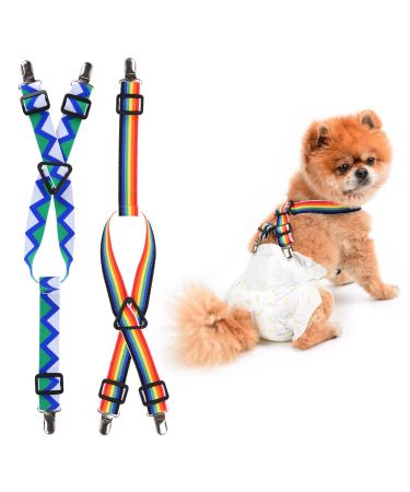 2 pieces of dog diaper trousers dog diaper harness braces for female dogs old dog puppy trousers belly straps for dog diapers pet clothing clothing holder (XL) Rainbow blue XL XL
