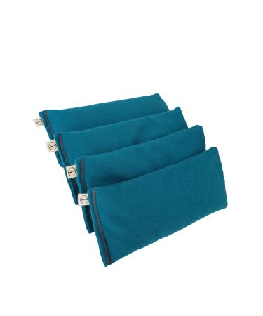Peacegoods Pack of (4) Unscented Organic Flax Seed Eye Pillows 8.5 x 4 Soft Cotton Flannel - Soothing & Relaxing - Yoga Massage Sleep Meditation Teal