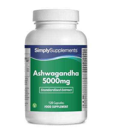 Ashwagandha 5000mg with Vitamin B6 & B12 | 25mg Withanolide | Reduces Fatigue | 120 Capsules 2 Months Benefits | Vegetarian & Vegan Friendly