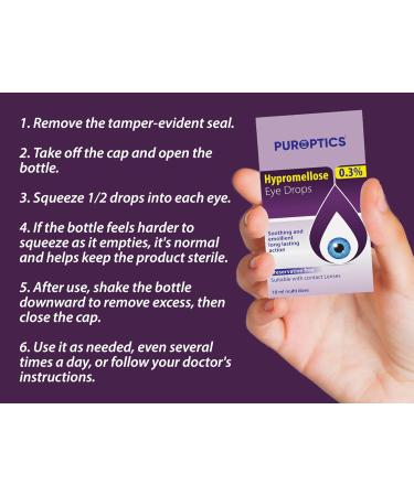 Puroptics Hypromellose 0.3% Preservative-Free Eye Drops for Dry Eyes | Lubricating Itchy Eye Drops - Relieve Tired & Irritated Eyes (3 Pack) - Buy Online on GoSupps.com